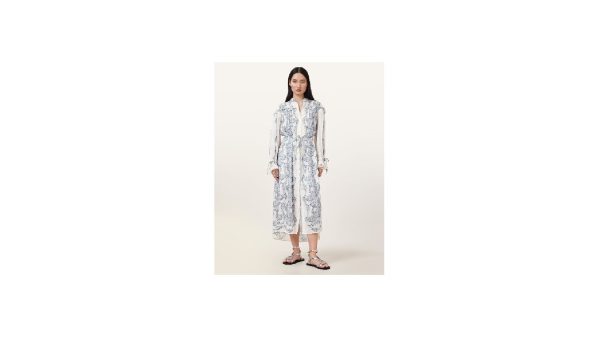 Delphine Floral Print Midi Shirt Dress, AllSaints, £299